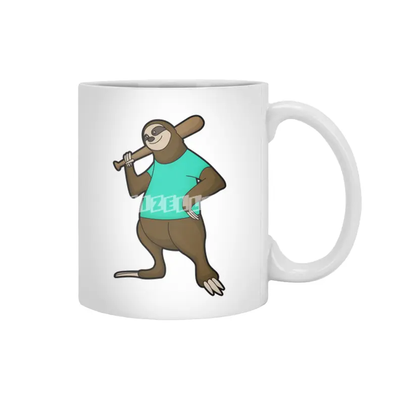 Sloth at Baseball with Baseball bat Beyaz Kupa