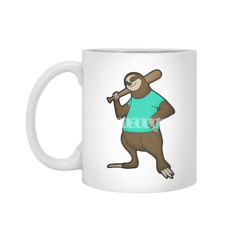 Sloth at Baseball with Baseball bat Beyaz Kupa
