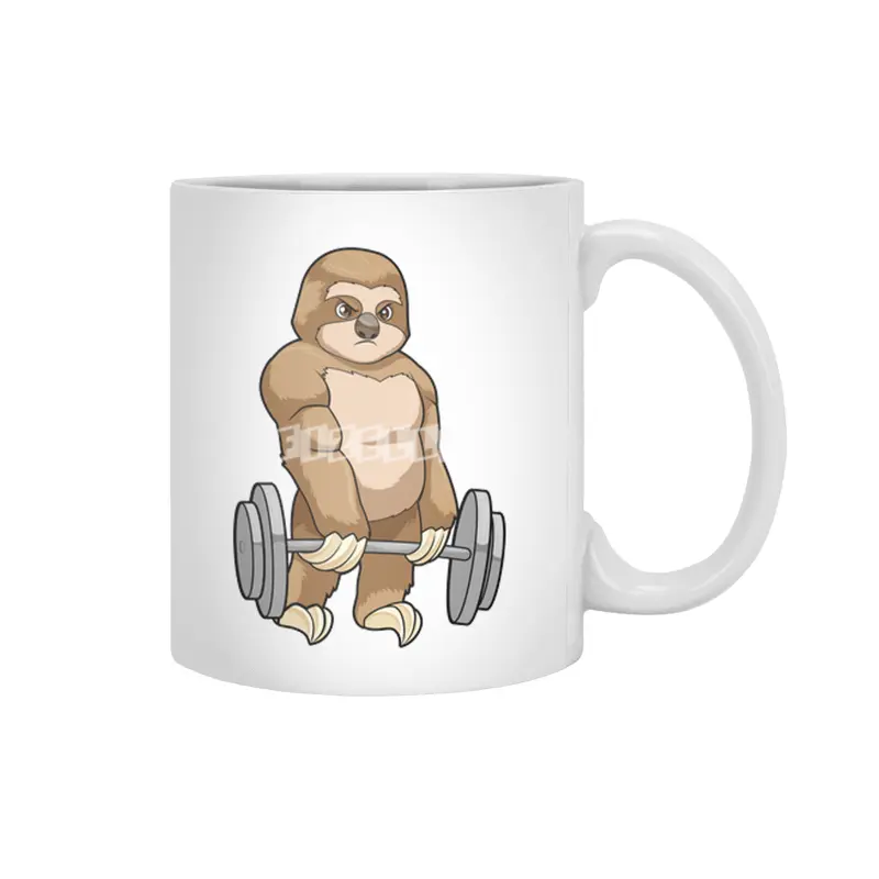 Sloth at Bodybuilding with Barbell Beyaz Kupa
