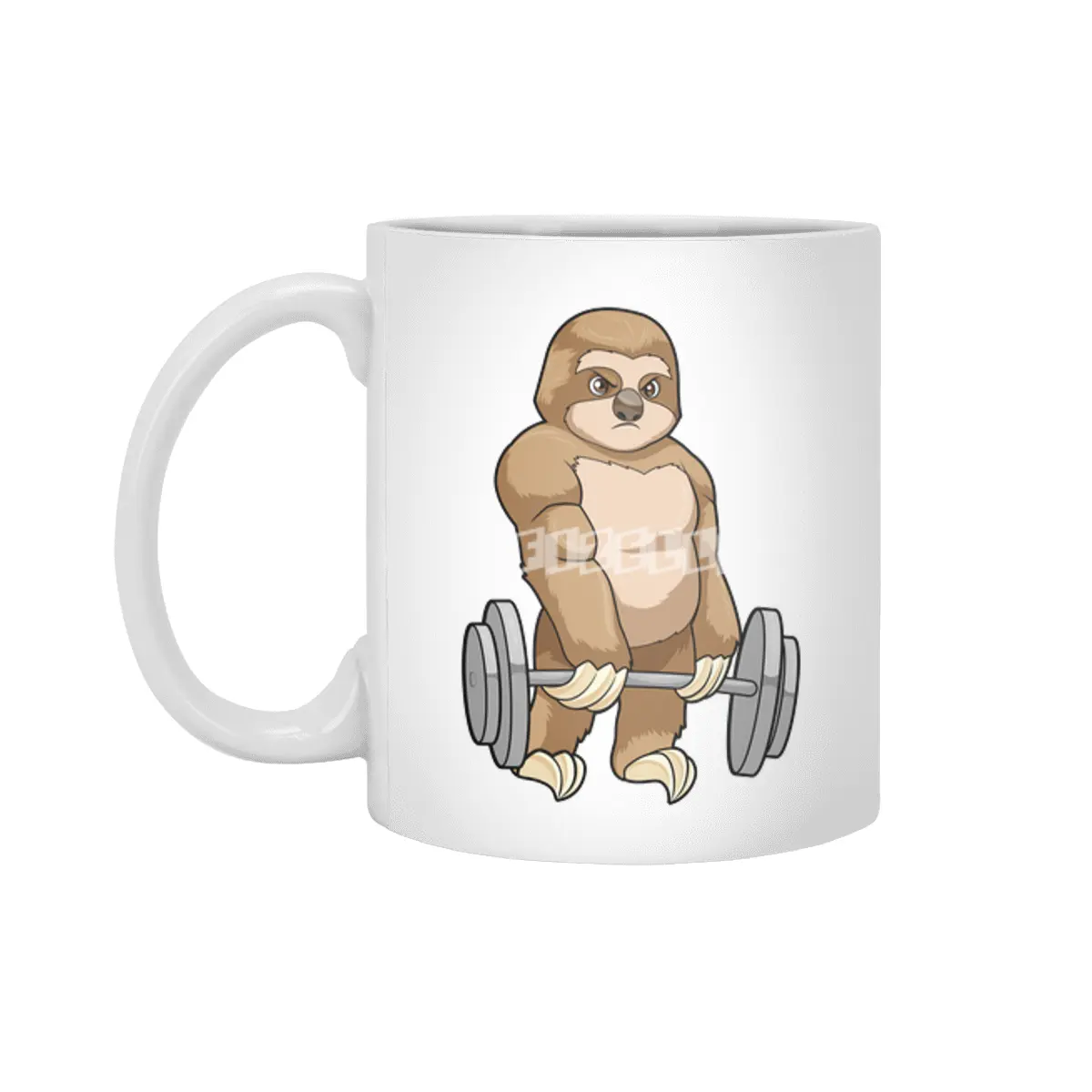 Sloth at Bodybuilding with Barbell Beyaz Kupa