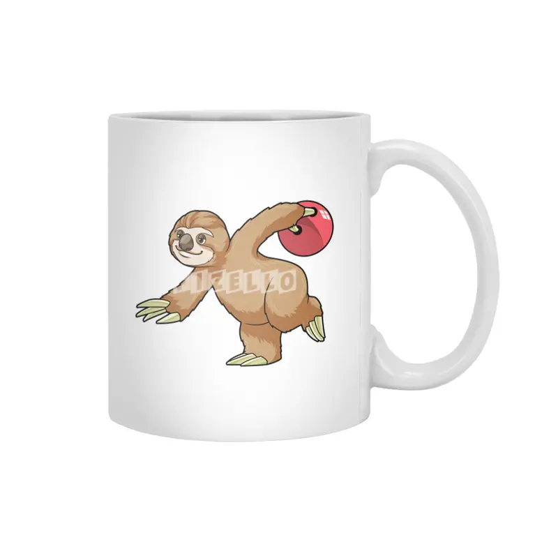 Sloth at Bowling with Bowling ball Beyaz Kupa