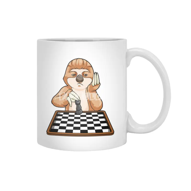 Sloth at Chess with Chess board Beyaz Kupa