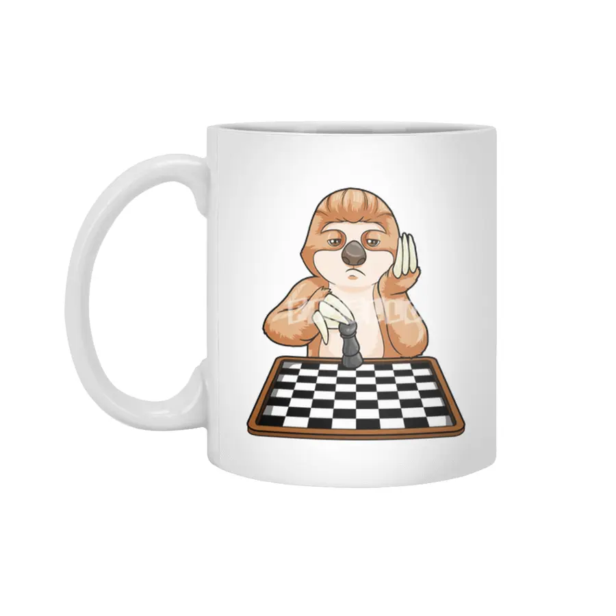 Sloth at Chess with Chess board Beyaz Kupa