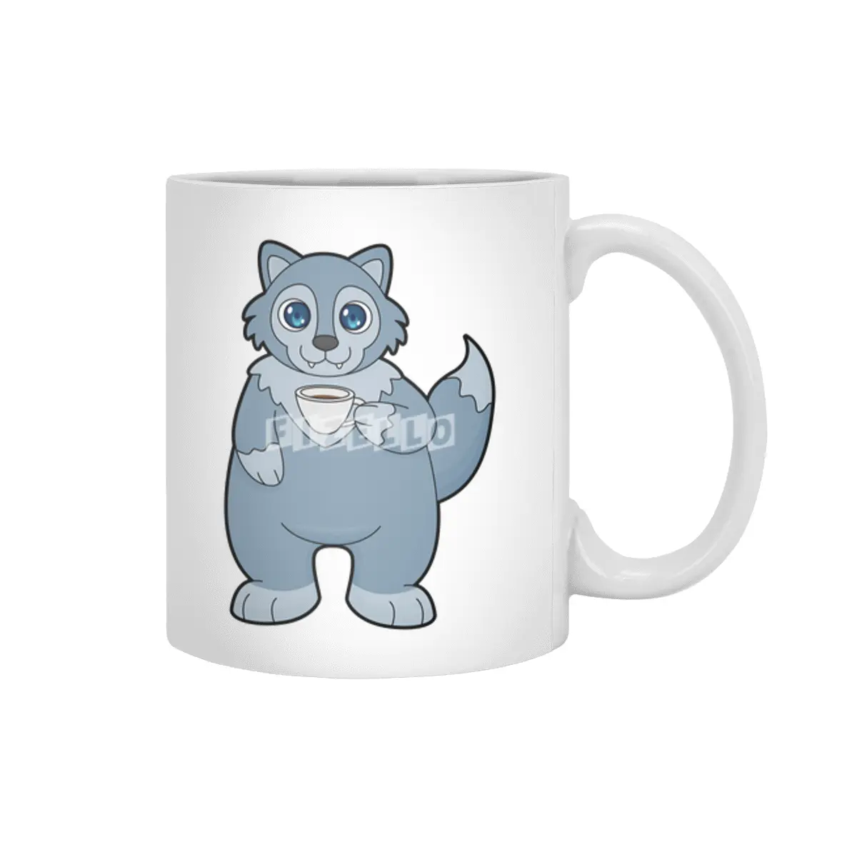 Wolf with Cup of Coffee Beyaz Kupa