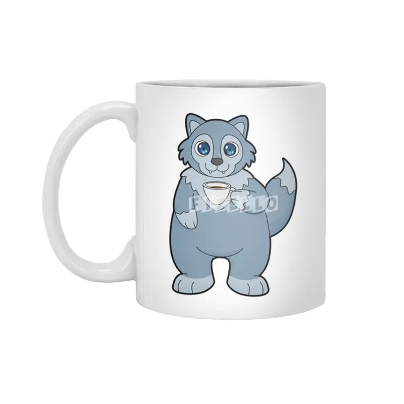 Wolf with Cup of Coffee Beyaz Kupa