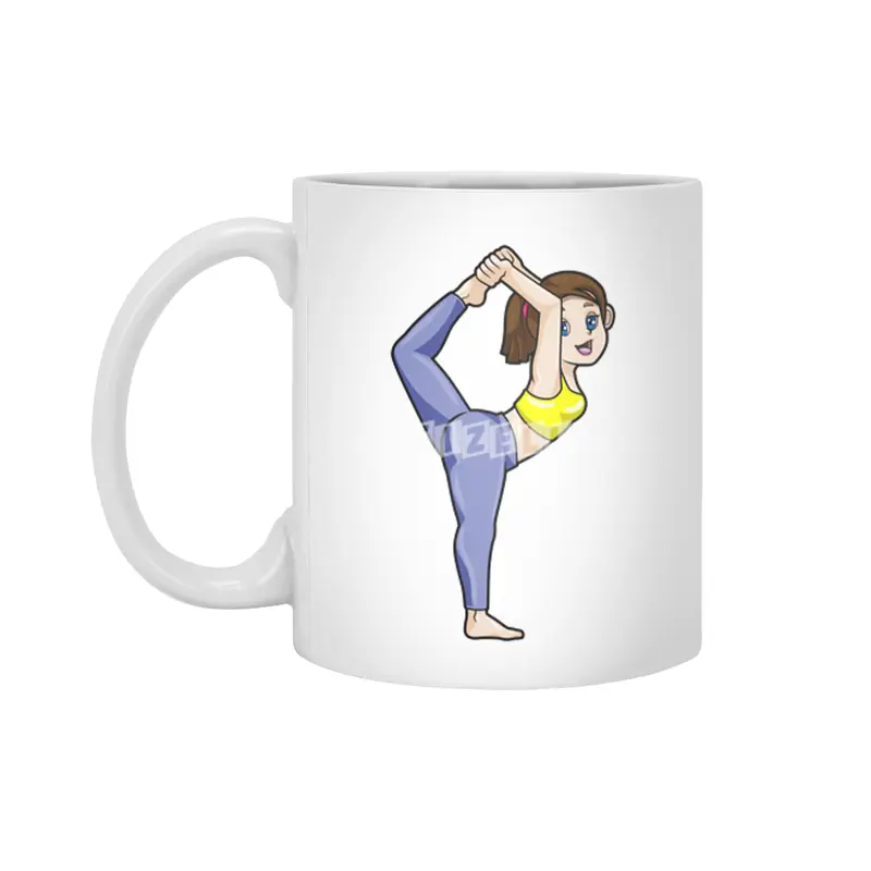 Woman at Yoga Stretching exercises Legs Beyaz Kupa
