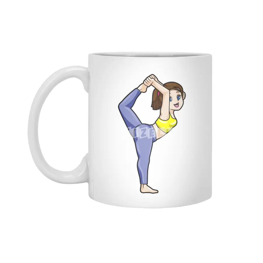 Woman at Yoga Stretching exercises Legs Beyaz Kupa