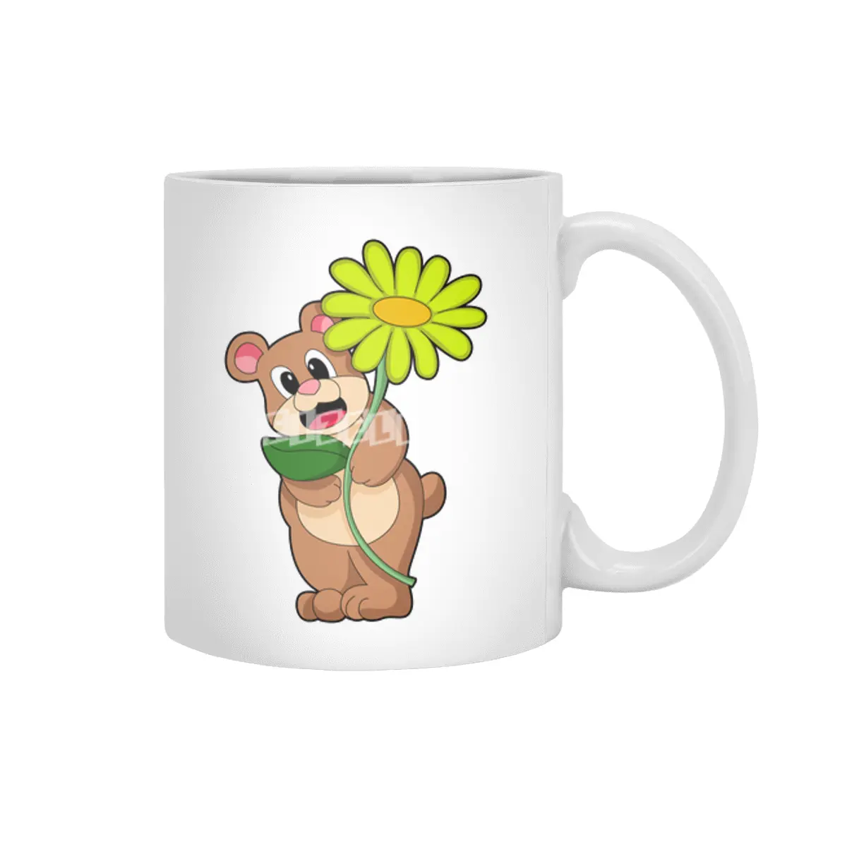 Bear with yellow Flower Beyaz Kupa