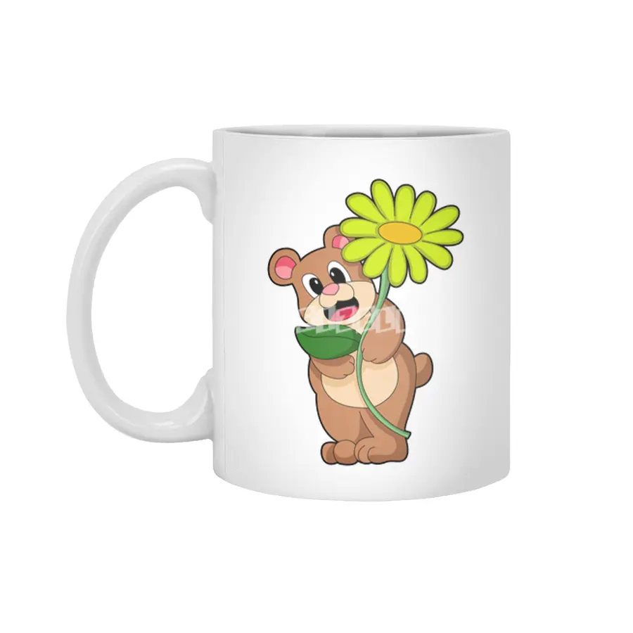 Bear with yellow Flower Beyaz Kupa