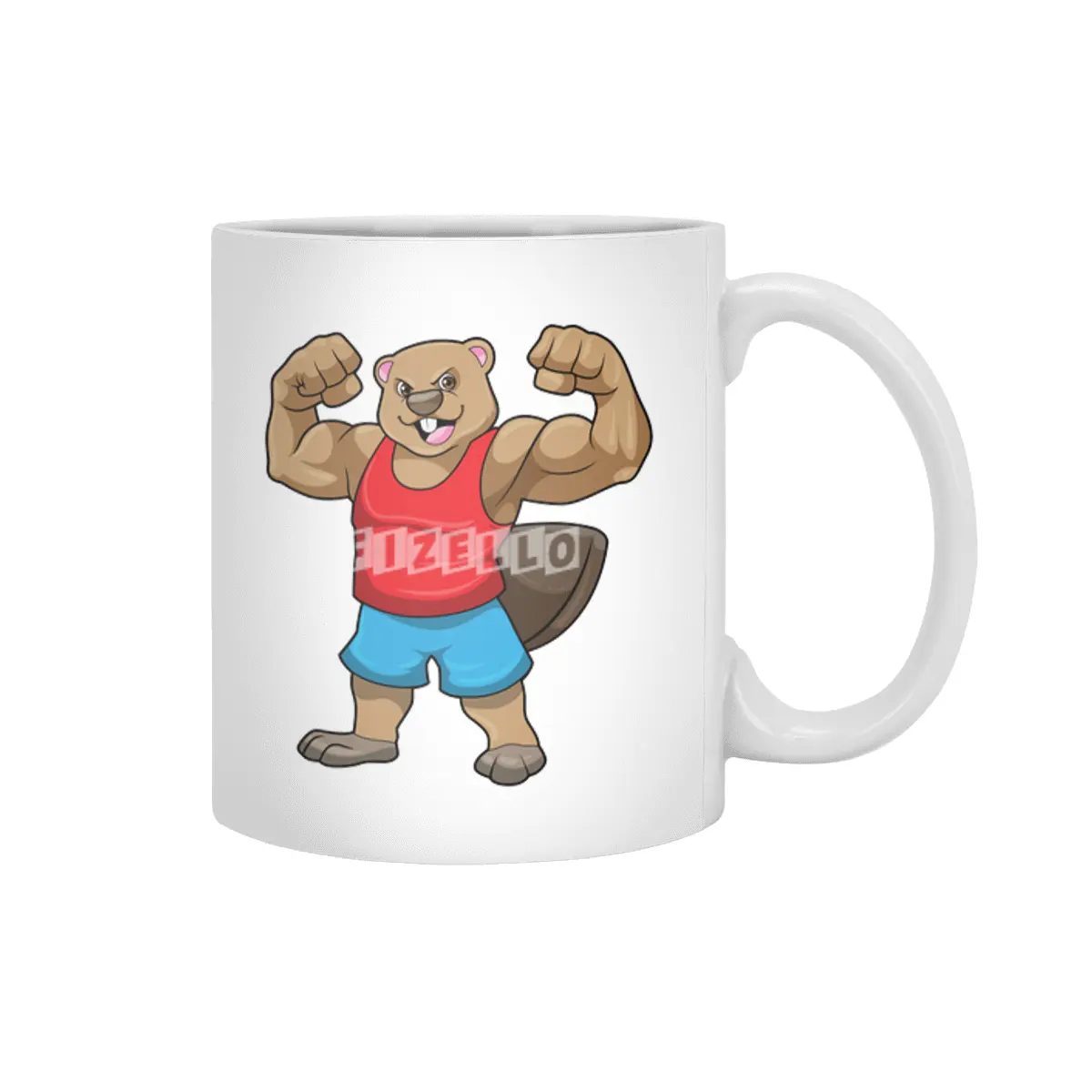 Beaver as Bodybuilder with big Upper arms Beyaz Kupa