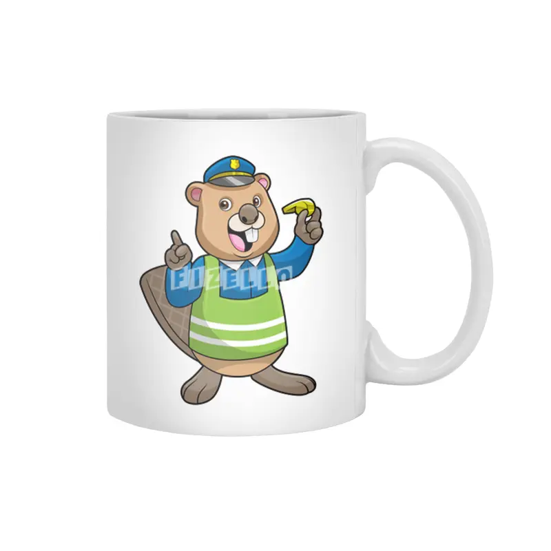 Beaver as Police officer with Whistle Beyaz Kupa