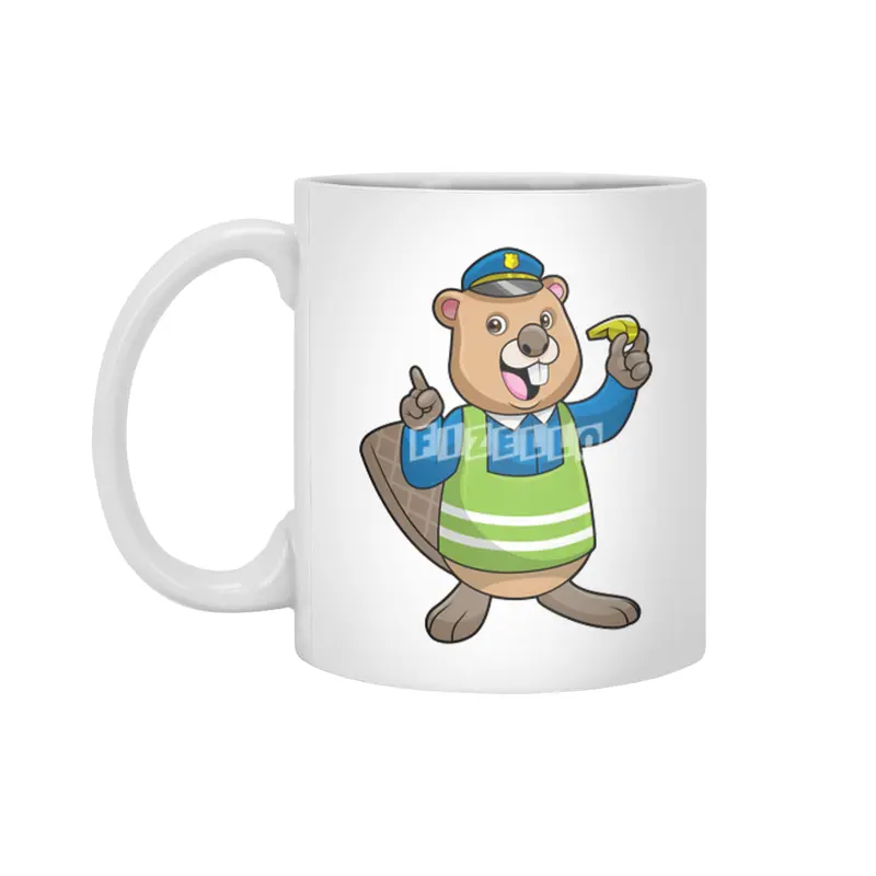Beaver as Police officer with Whistle Beyaz Kupa
