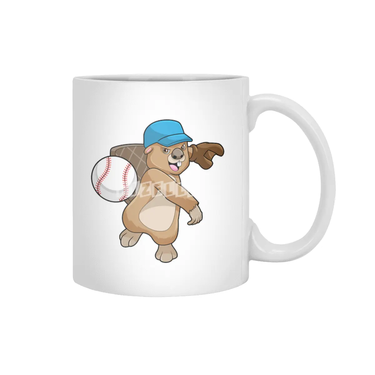 Beaver at Baseball Sports with Cap Beyaz Kupa