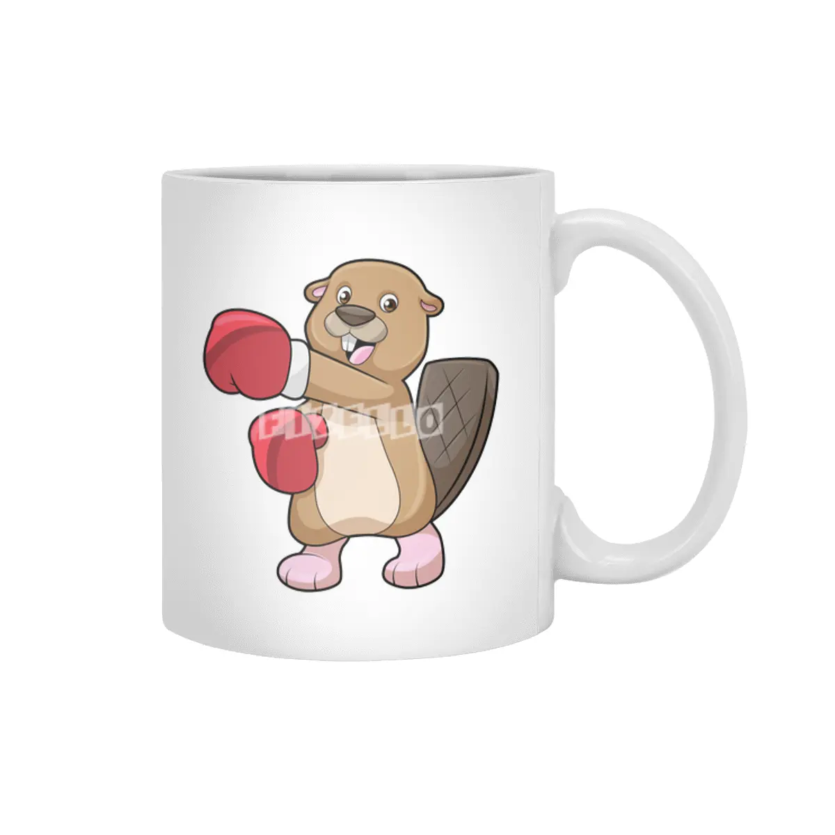 Beaver at Boxing with Boxing gloves Beyaz Kupa