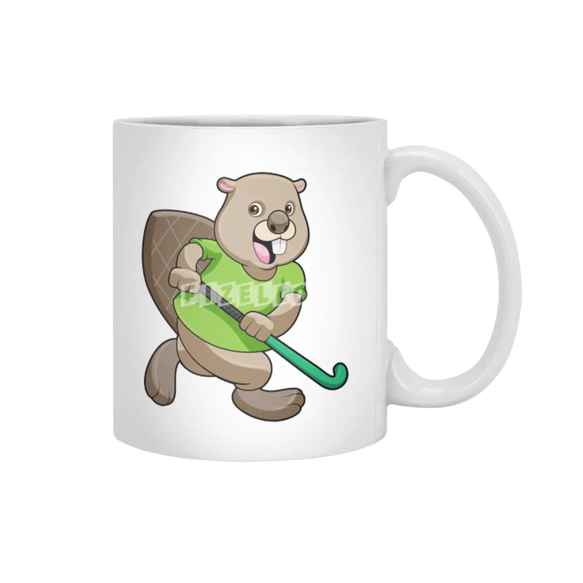 Beaver at Hockey with Hockey bat Beyaz Kupa