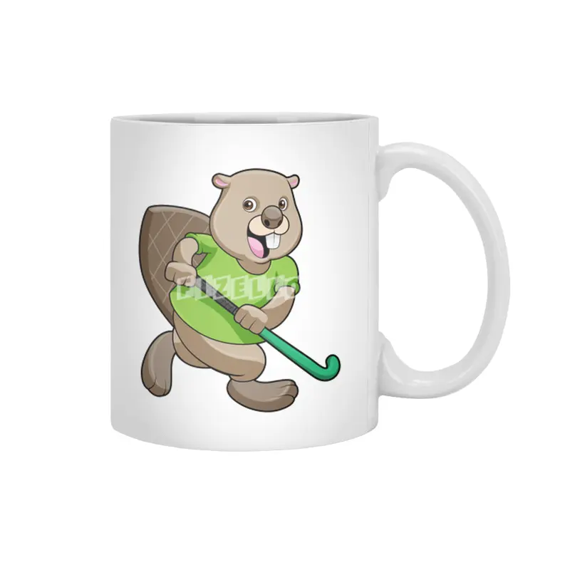Beaver at Hockey with Hockey bat Beyaz Kupa