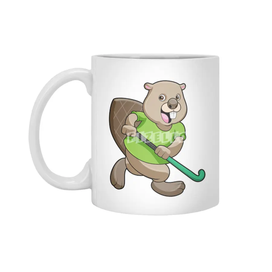 Beaver at Hockey with Hockey bat Beyaz Kupa