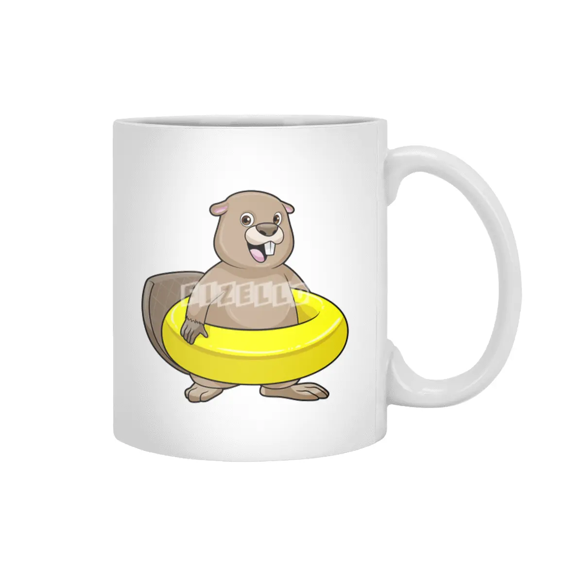 Beaver at Swimming with Swim ring Beyaz Kupa