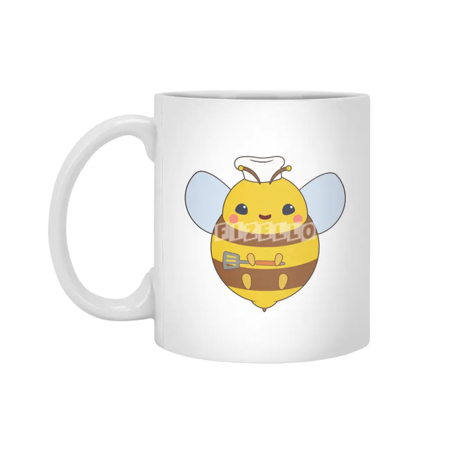 Bee as Cook with Chef's hat & Spatula Beyaz Kupa