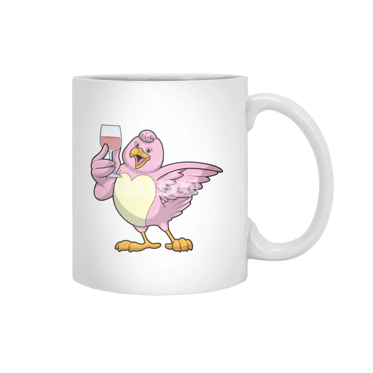 Bird with Glass of Red wine Beyaz Kupa