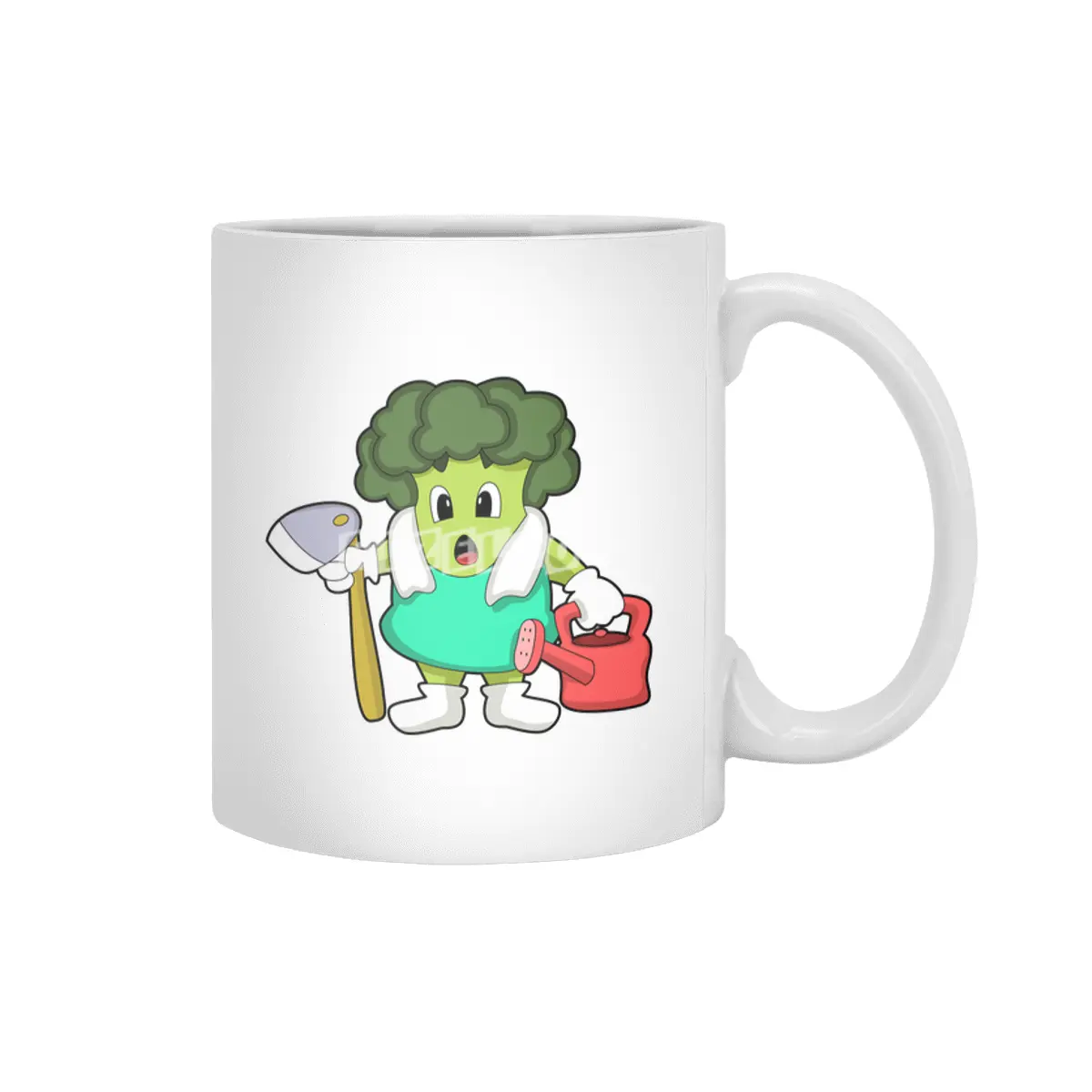 Broccoli as Farmer with Watering can Beyaz Kupa