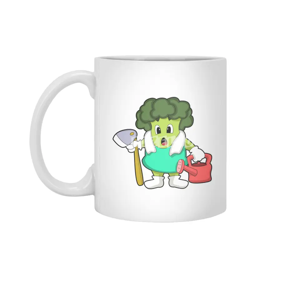 Broccoli as Farmer with Watering can Beyaz Kupa