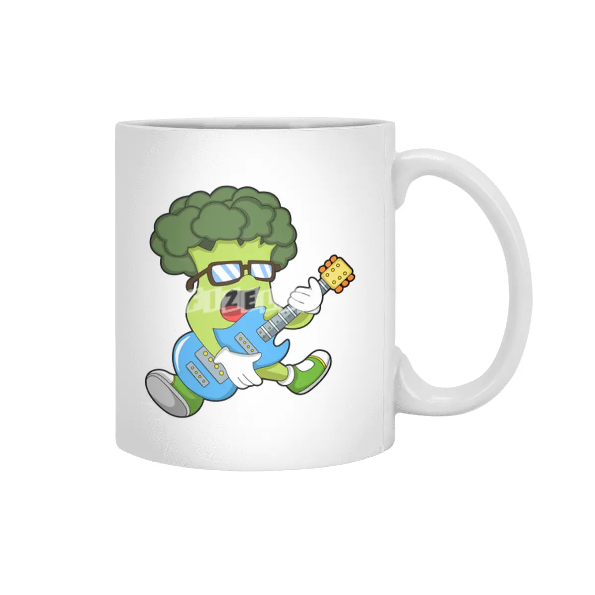 Broccoli as Musician with Guitar Beyaz Kupa