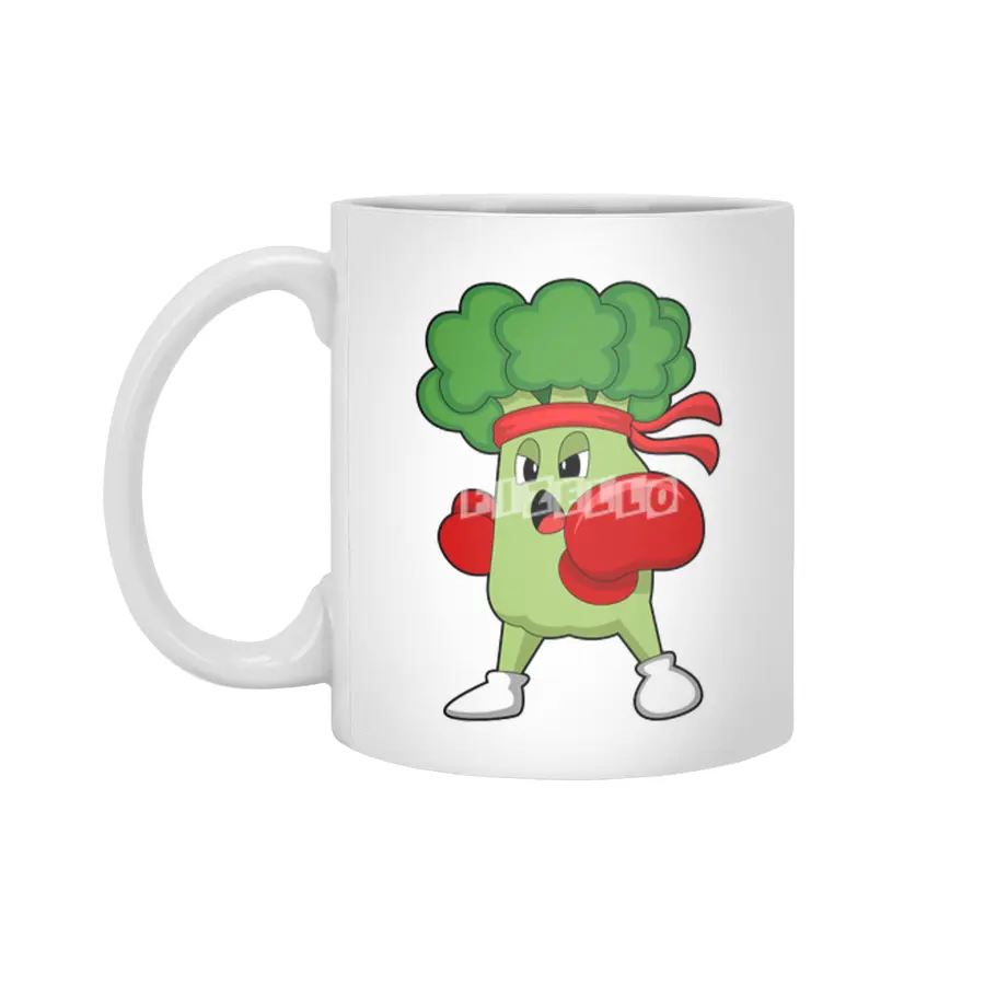 Broccoli at Boxing with Boxing gloves Beyaz Kupa