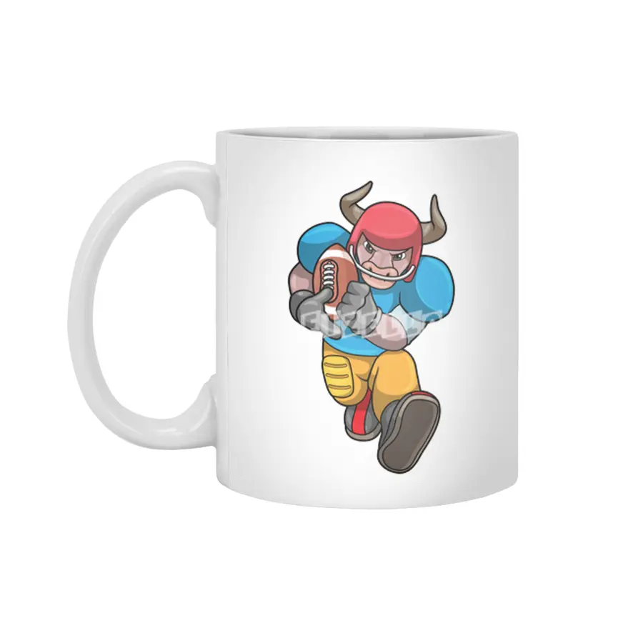 Bull at Sports with Football & Helmet Beyaz Kupa