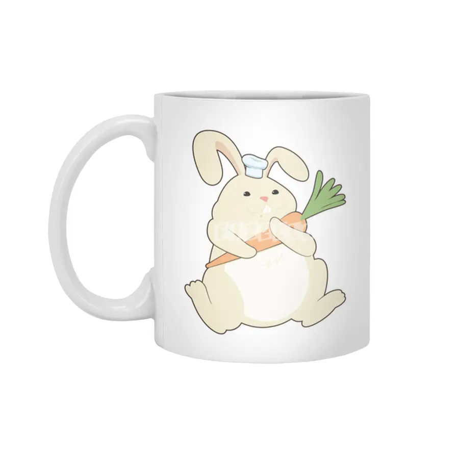 Bunny as Cook with Carrot Beyaz Kupa