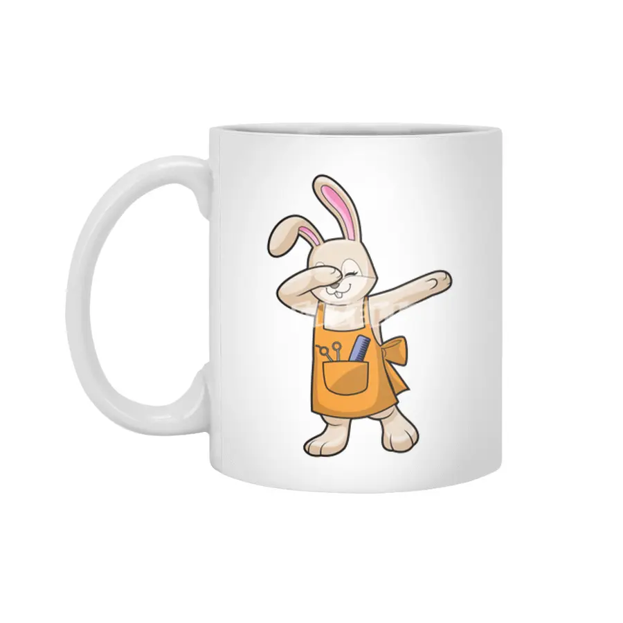 Bunny as Hairdresser with Comb & Scissors Beyaz Kupa
