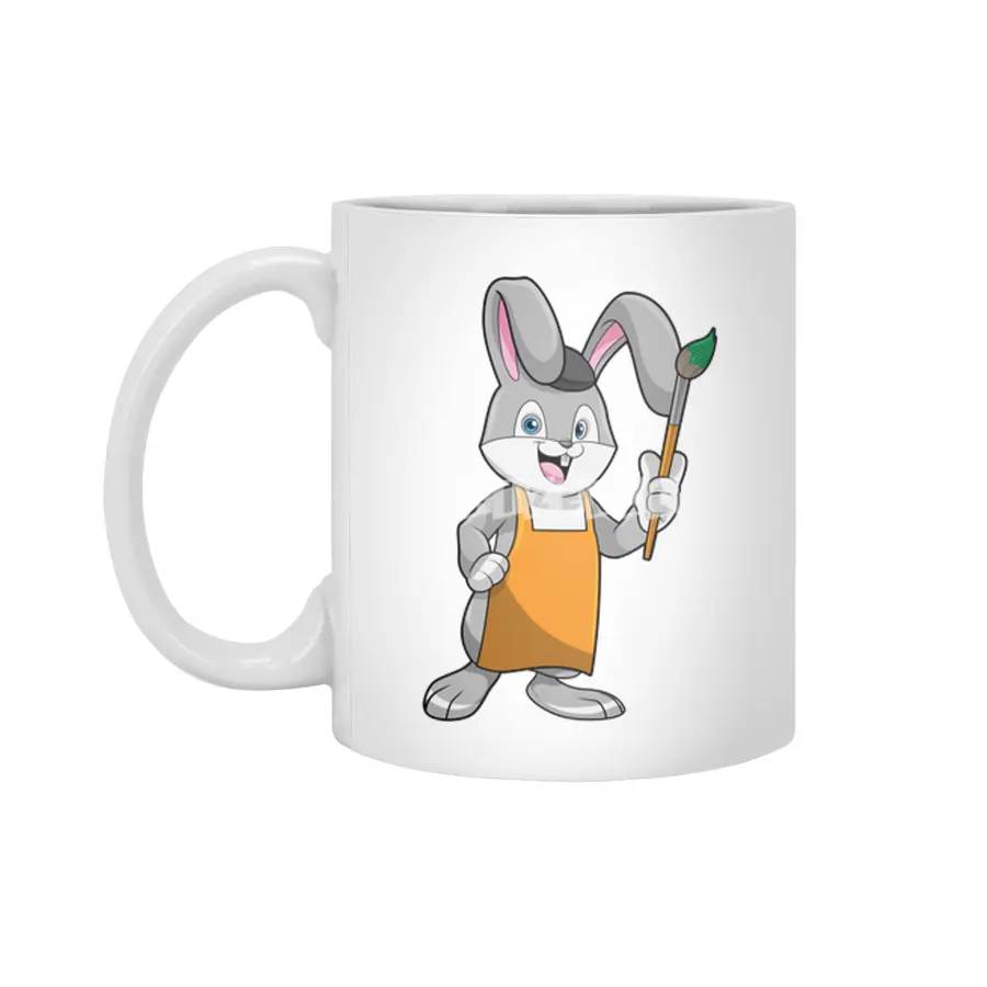 Bunny as Painter with Paint brush Beyaz Kupa