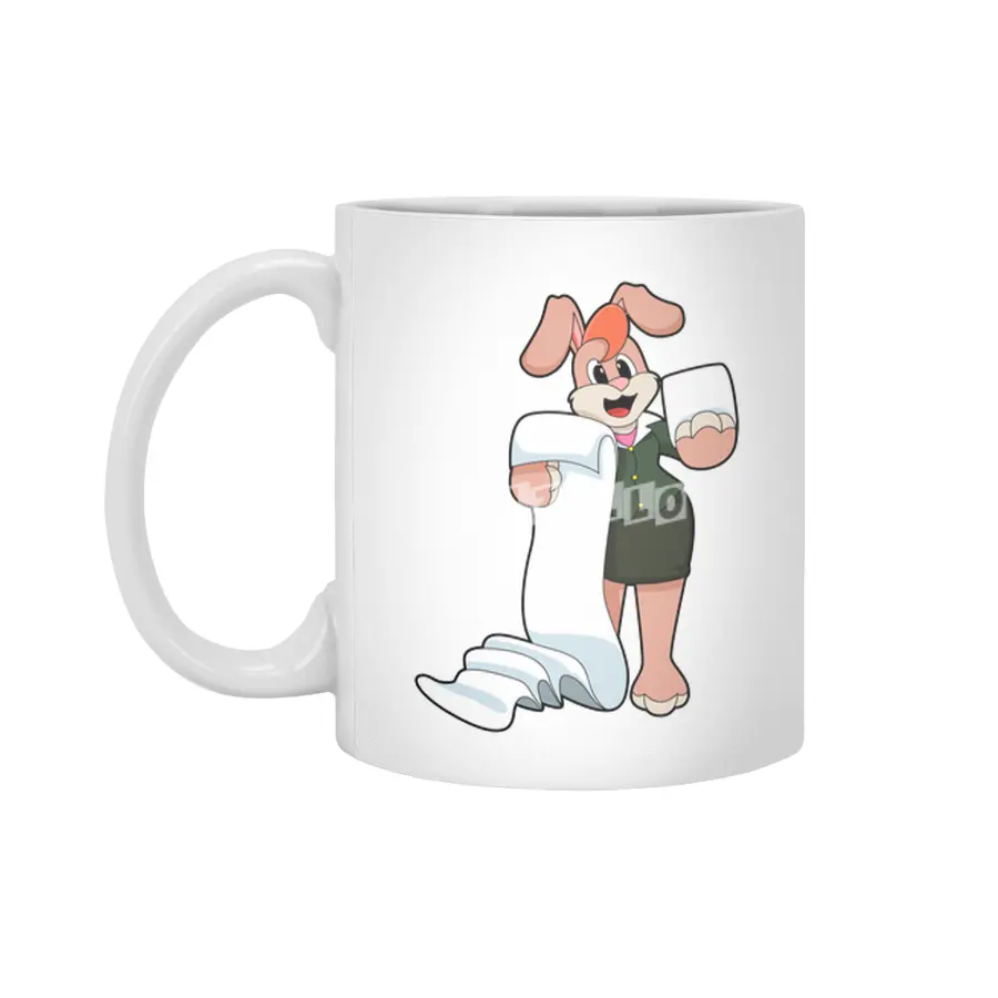 Bunny as Secretary with Paper Beyaz Kupa