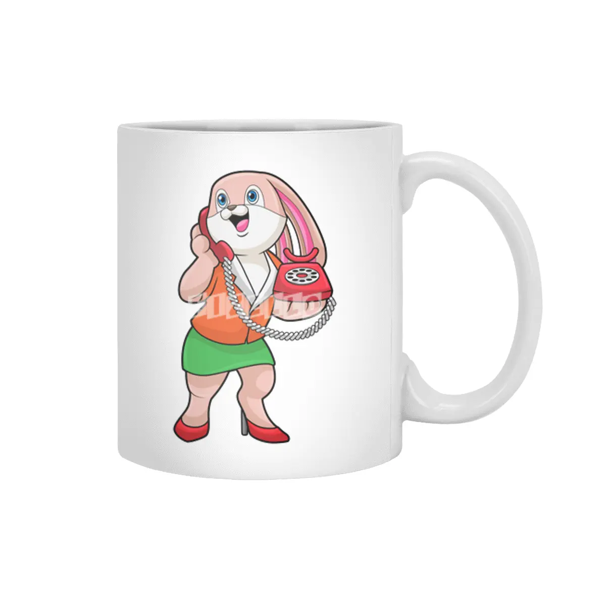 Bunny as Secretary with Phone Beyaz Kupa