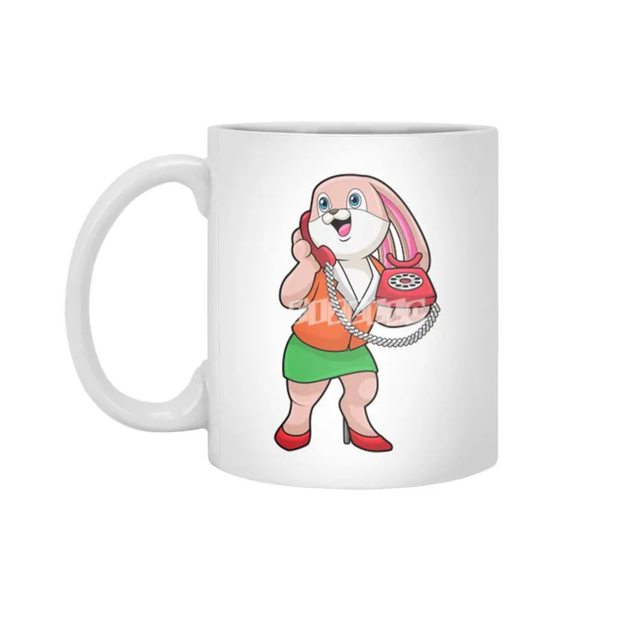 Bunny as Secretary with Phone Beyaz Kupa
