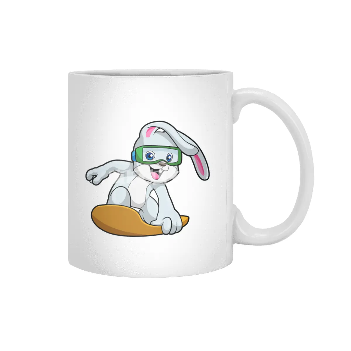 Bunny as Snowboarder with Snowboard Beyaz Kupa