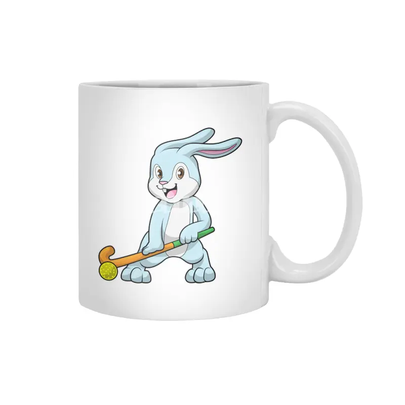 Bunny at Field hockey with Hockey stick Beyaz Kupa