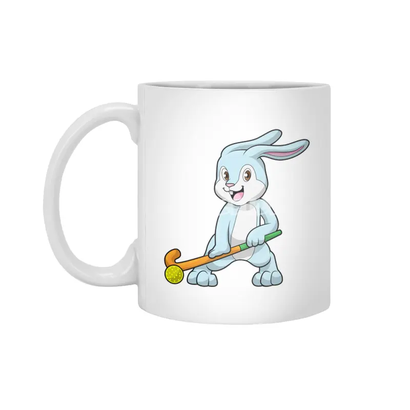 Bunny at Field hockey with Hockey stick Beyaz Kupa