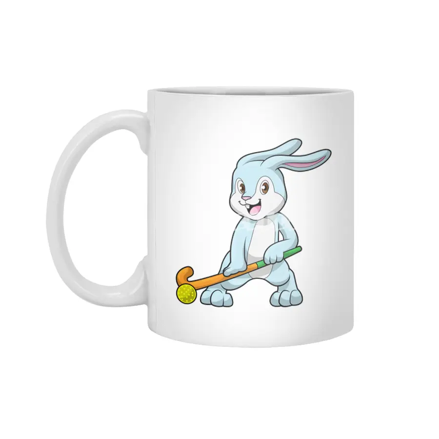 Bunny at Field hockey with Hockey stick Beyaz Kupa