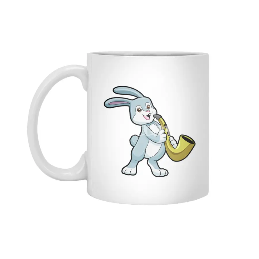 Bunny at Music with Saxophone Beyaz Kupa