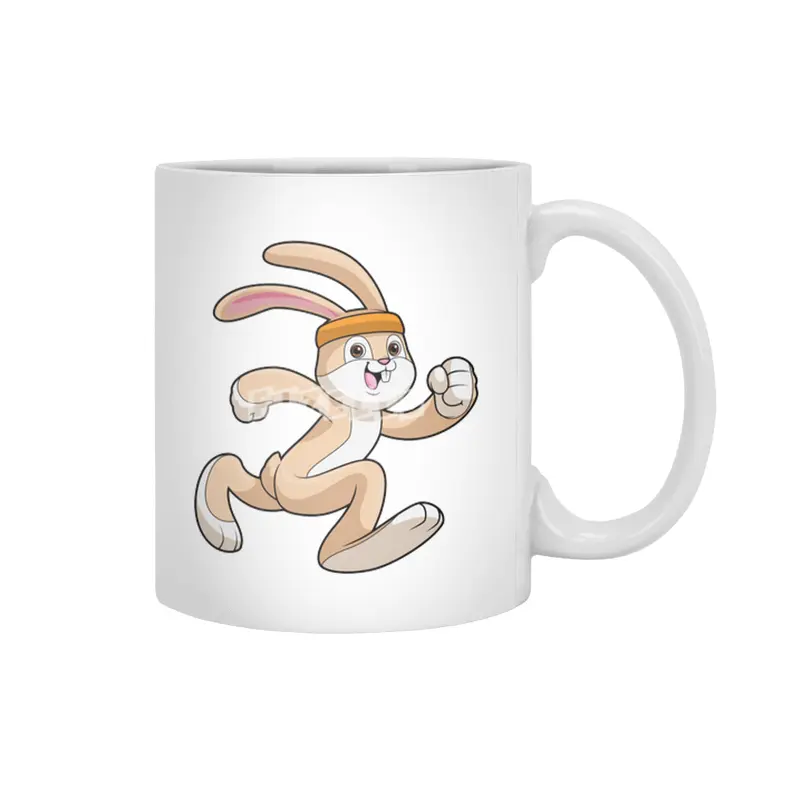 Bunny at Running with Headband Beyaz Kupa