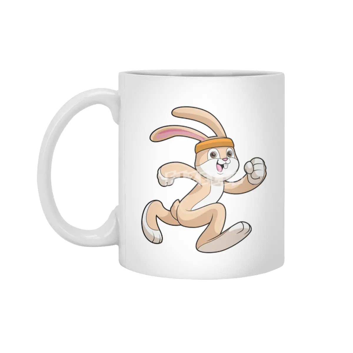 Bunny at Running with Headband Beyaz Kupa