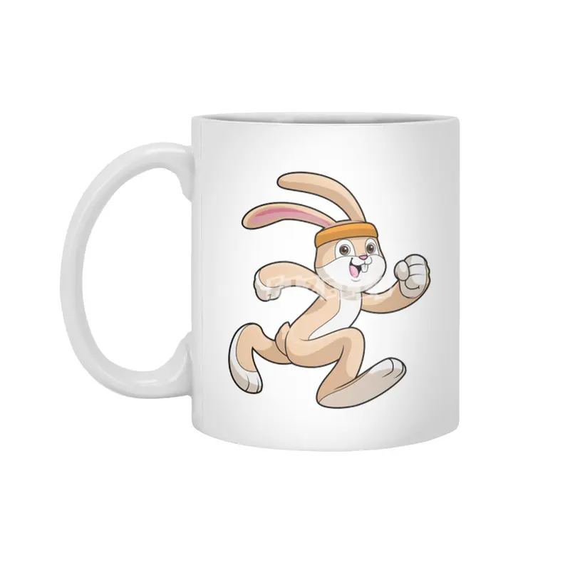 Bunny at Running with Headband Beyaz Kupa