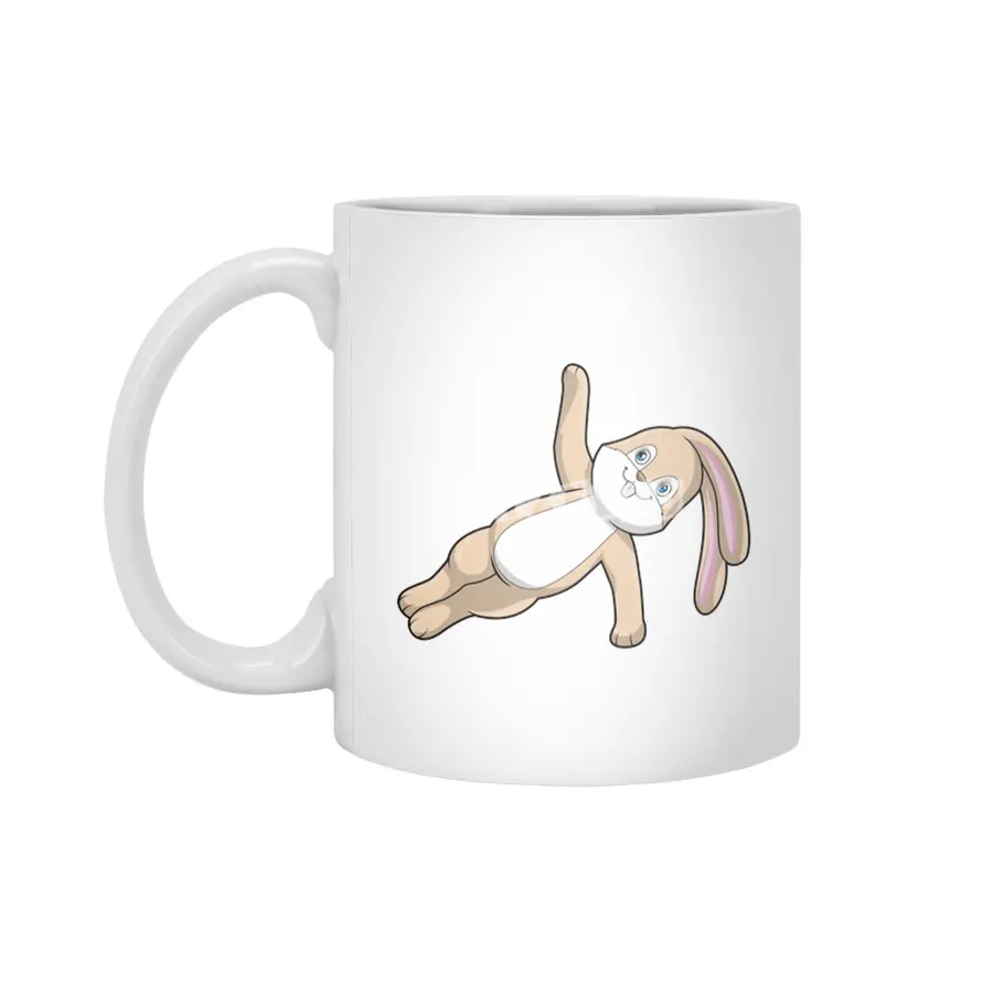 Bunny at Yoga Stretching Beyaz Kupa