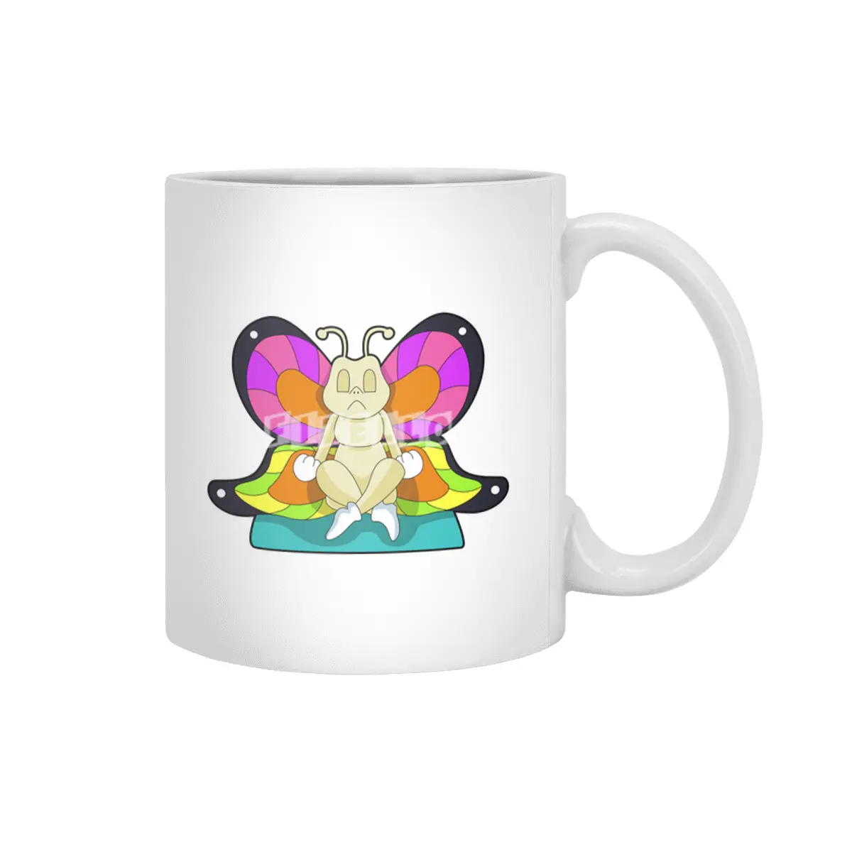 Butterfly at Yoga in Cross-legged Beyaz Kupa