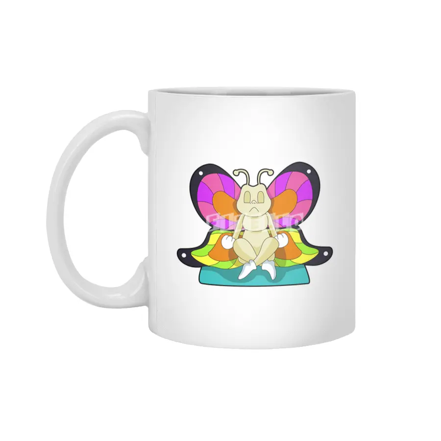 Butterfly at Yoga in Cross-legged Beyaz Kupa