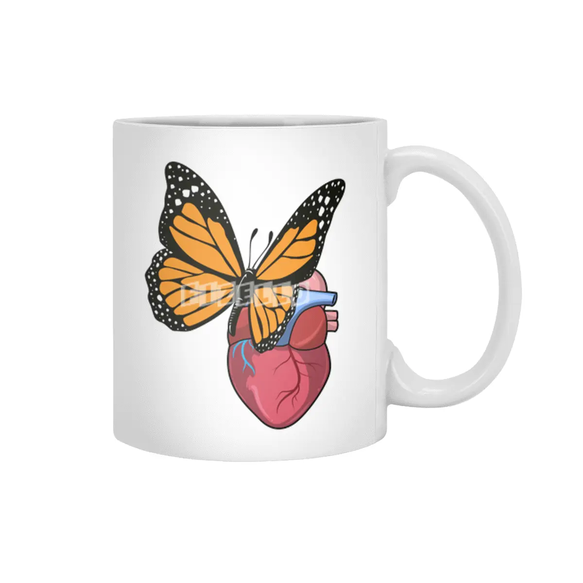 Butterfly with Heart Beyaz Kupa