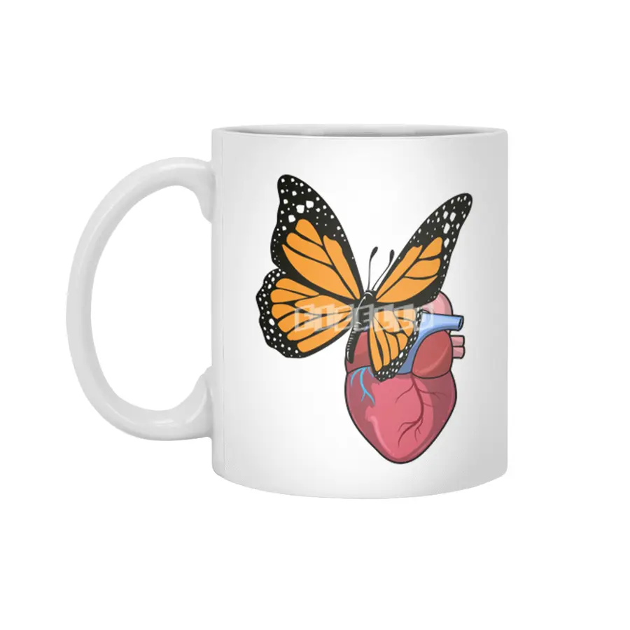 Butterfly with Heart Beyaz Kupa