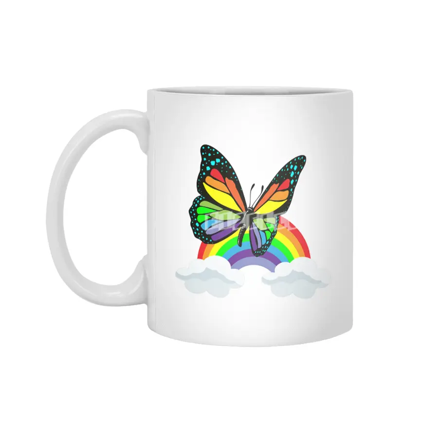 Butterfly with Rainbow Beyaz Kupa