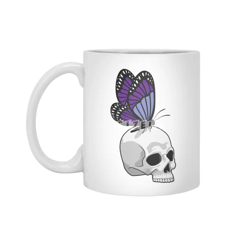 Butterfly with Skull Beyaz Kupa
